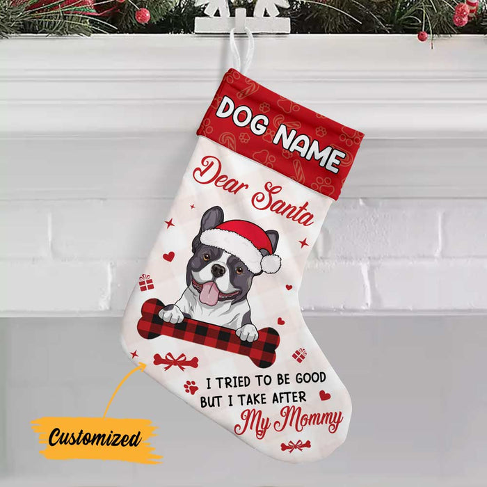Personalized Christmas Dog Dear Santa Stocking OB143 26O57 1