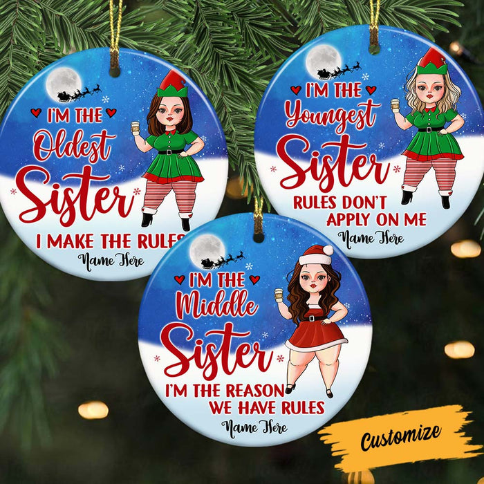Personalized Sisters Friends Christmas Circle Ornament OB142 30O58 1