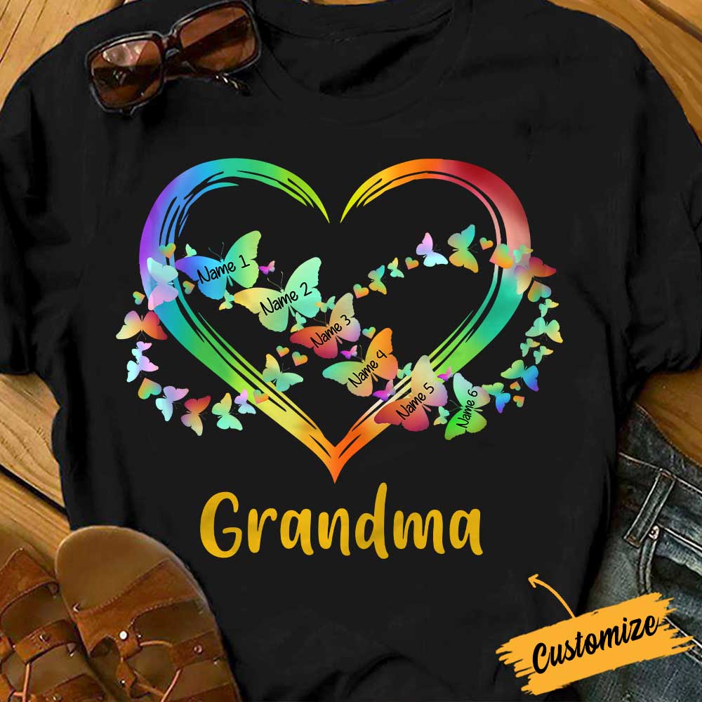 Personalized Mom Grandma Butterfly T Shirt OB152 95O34