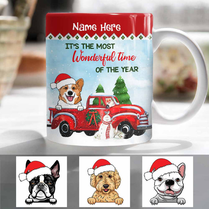 Personalized Dog Red Truck Christmas Mug SB105 87O58 1