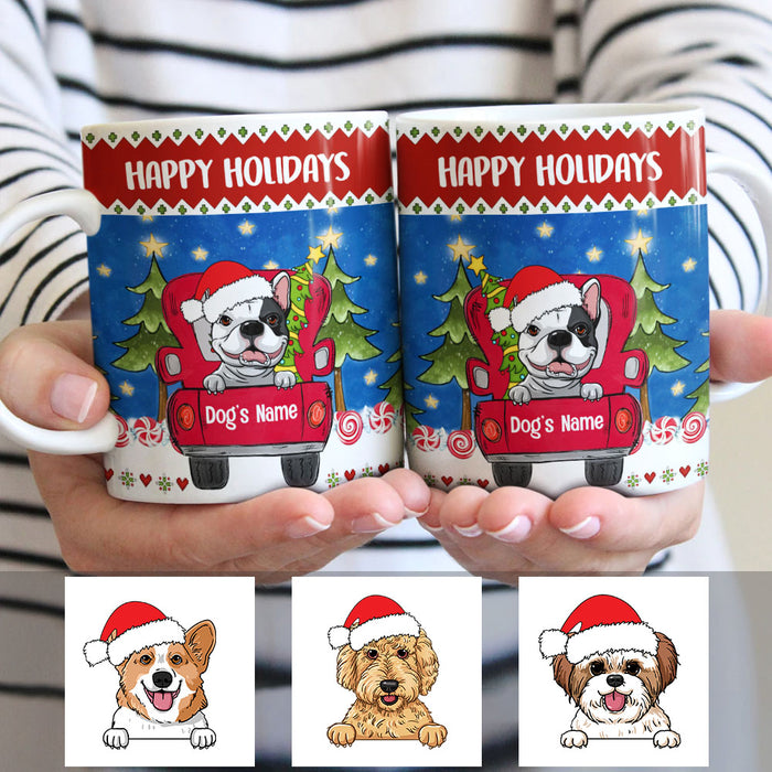 Personalized Dog Red Truck Christmas Mug SB104 87O53 1