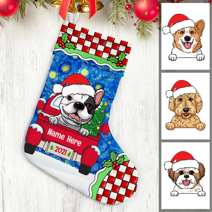 Personalized Dog Red Truck Christmas Stocking OB155 87O53 1