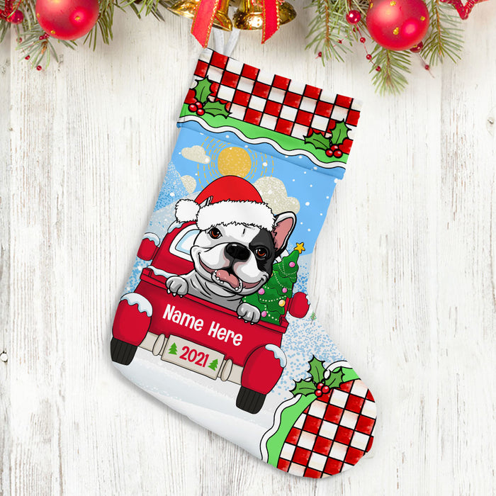 Personalized Dog Red Truck Christmas Stocking OB155 87O53 1