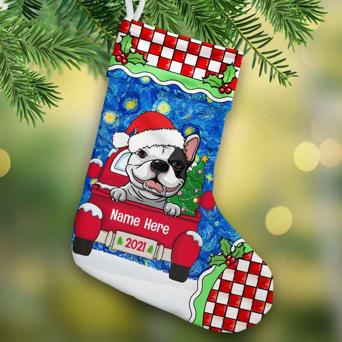 Personalized Dog Red Truck Christmas Stocking OB155 87O53 1