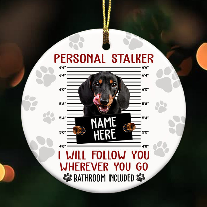 Personalized Dog Personal Stalker Christmas Circle Ornament OB191 95O36 1