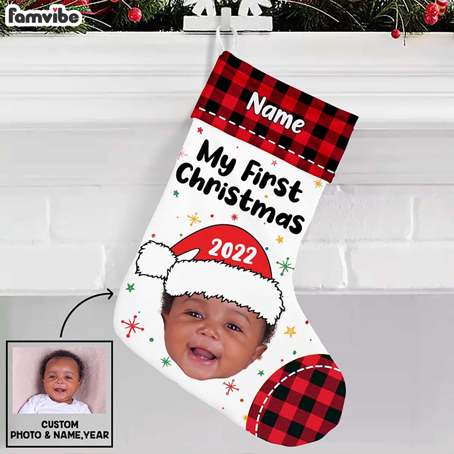 Personalized Baby First Christmas Photo Stocking OB201 85O57