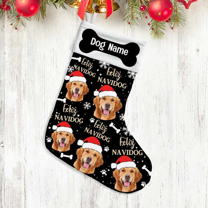 Personalized Christmas Dog Feliz Navidog Photo Stocking OB202 26O34 1