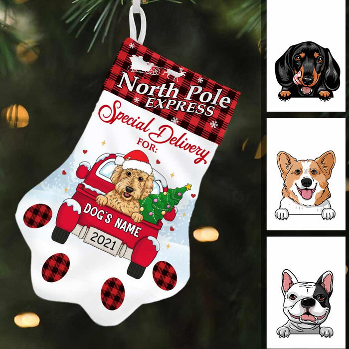 Personalized Dog Red Truck Christmas Paw Stocking OB202 87O57 1