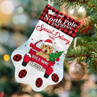 Personalized Dog Red Truck Christmas Paw Stocking OB202 87O57 thumb 1
