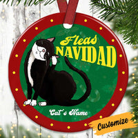 Personalized Christmas Cat Meowmy Mom Fleas Navidad Circle Ornament OB211 24O32 thumb 1