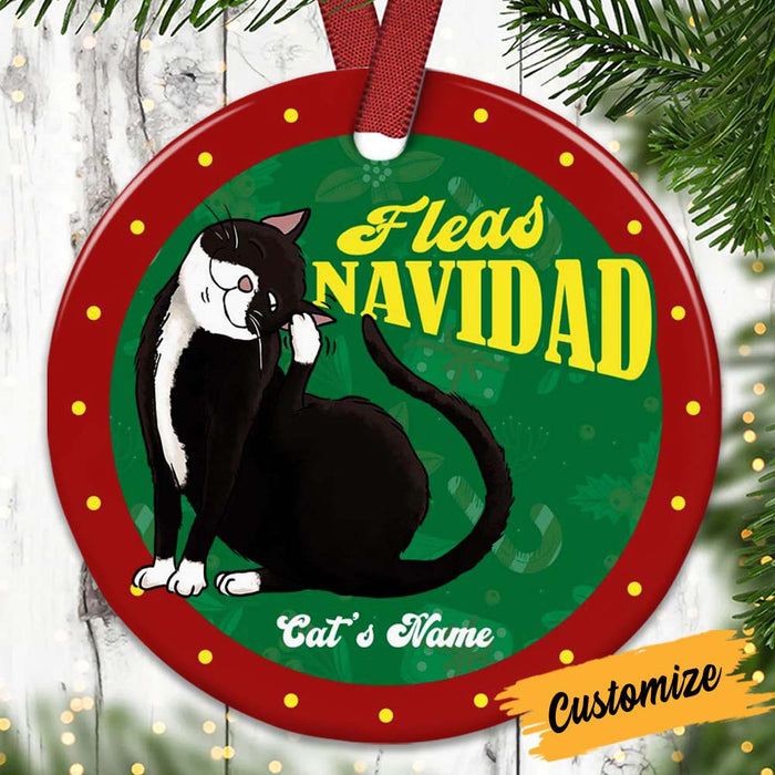 Personalized Christmas Cat Meowmy Mom Fleas Navidad Circle Ornament OB211 24O32 1