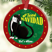 Personalized Christmas Cat Meowmy Mom Fleas Navidad Circle Ornament OB211 24O32 thumb 1