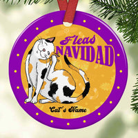 Personalized Christmas Cat Meowmy Mom Fleas Navidad Circle Ornament OB211 24O32 thumb 1