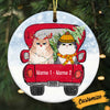 Personalized Cat Red Truck Christmas Circle Ornament OB214 81O34 1
