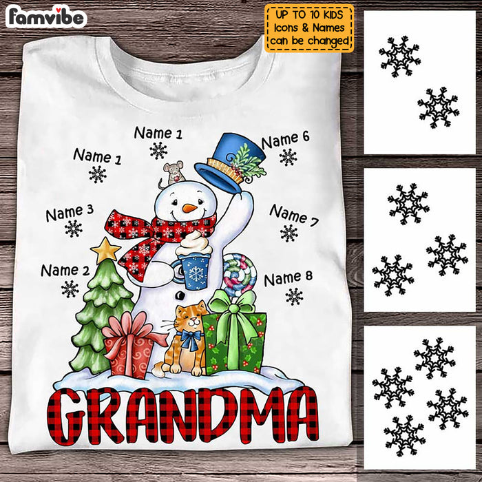 Personalized Grandma Snowman Christmas T Shirt OB224 30O58 1
