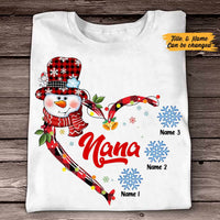 Personalized Mom Grandma Snowman Christmas T Shirt OB222 95O57 thumb 1