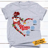 Personalized Mom Grandma Snowman Christmas T Shirt OB222 95O57 thumb 1