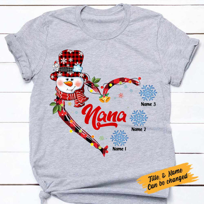 Personalized Mom Grandma Snowman Christmas T Shirt OB222 95O57 1