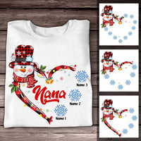 Personalized Mom Grandma Snowman Christmas T Shirt OB222 95O57 thumb 1