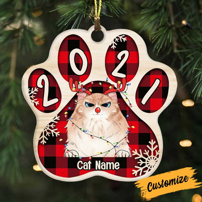 Personalized Cat Christmas Paw Ornament OB232 95O34 1
