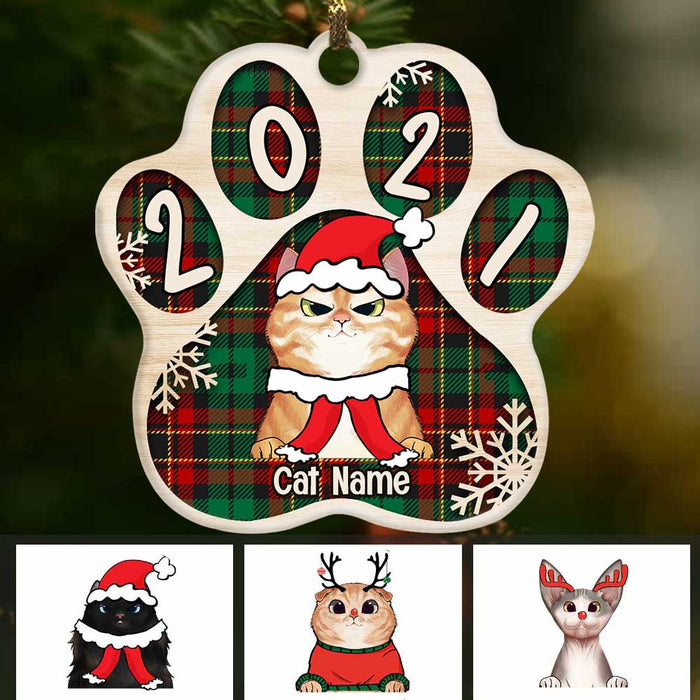 Personalized Cat Christmas Paw Ornament OB232 95O34 1