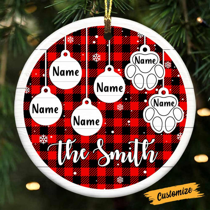 Personalized Family Dog Cat Christmas Circle Ornament OB224 81O47 1