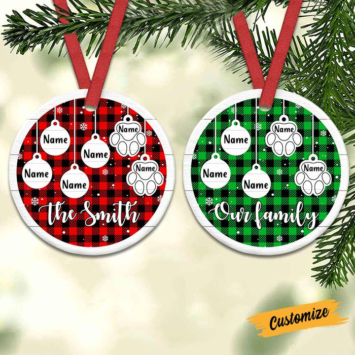 Personalized Family Dog Cat Christmas Circle Ornament OB224 81O47 1