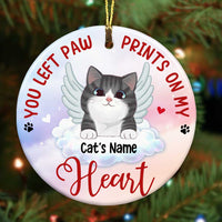 Personalized Cat Memo Paw Prints Circle Ornament OB252 26O34 thumb 1