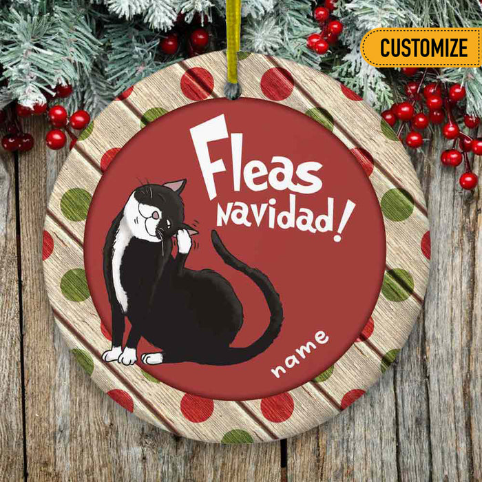 Personalized Christmas Cat Fleas Navidad Circle Ornament OB241 24O66 1