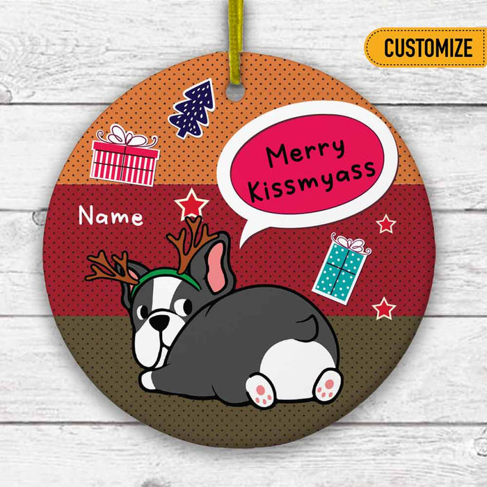 Personalized Dog Merry Christmas Circle Ornament OB252 24O66 1