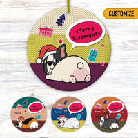 Personalized Dog Merry Christmas Circle Ornament OB252 24O66 thumb 1