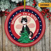 Personalized Cat Christmas Tree I'm The Star Circle Ornament OB254 24O66 thumb 1