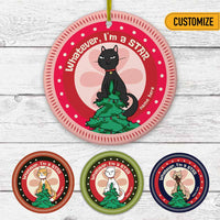 Personalized Cat Christmas Tree I'm The Star Circle Ornament OB254 24O66 thumb 1