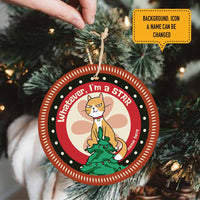 Personalized Cat Christmas Tree I'm The Star Circle Ornament OB254 24O66 thumb 1