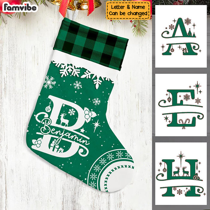 Personalized Split Letters Family Christmas Stocking OB253 85O36 1