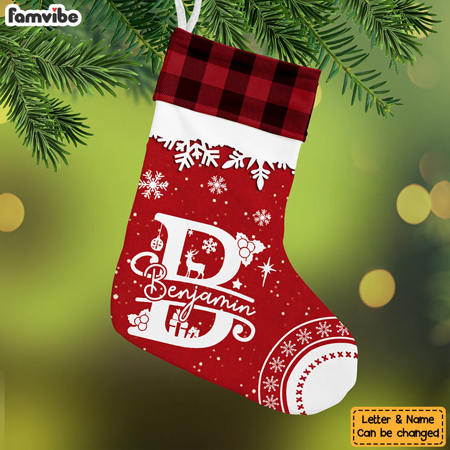 Personalized Split Letters Family Christmas Stocking OB253 85O36