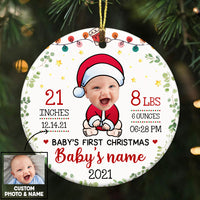 Personalized Baby First Christmas Photo Circle Ornament OB261 85O36 thumb 1