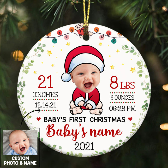 Personalized Baby First Christmas Photo Circle Ornament OB261 85O36 1