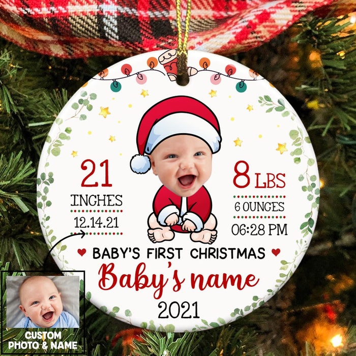 Personalized Baby First Christmas Photo Circle Ornament OB261 85O36 1