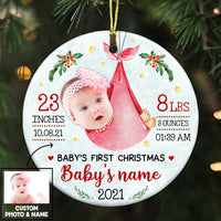 Personalized Photo Baby First Christmas Circle Ornament OB261 95O36 thumb 1