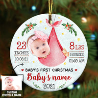 Personalized Photo Baby First Christmas Circle Ornament OB261 95O36 thumb 1