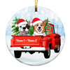 Personalized Dog Red Truck Christmas Circle Ornament OB263 87O53 1