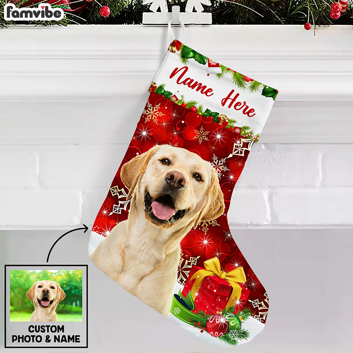 Personalized Dog Photo Christmas Stocking OB264 87O53