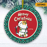 Personalized Christmas Cat Meowy And Bright Circle Ornament OB264 24O66 thumb 1