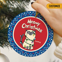 Personalized Christmas Cat Meowy And Bright Circle Ornament OB264 24O66 thumb 1