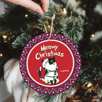 Personalized Christmas Cat Meowy And Bright Circle Ornament OB264 24O66 thumb 1