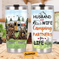 Personalized Couple Bear Camping Steel Tumbler JN151 81O58 thumb 1
