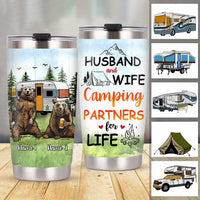 Personalized Couple Bear Camping Steel Tumbler JN151 81O58 thumb 1