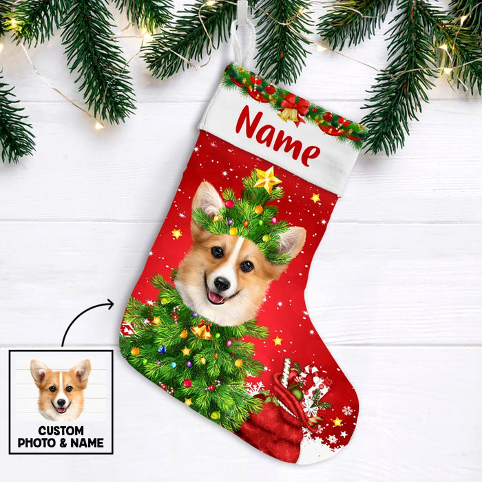 Personalized Dog Photo Christmas Tree Stocking OB282 95O47 1