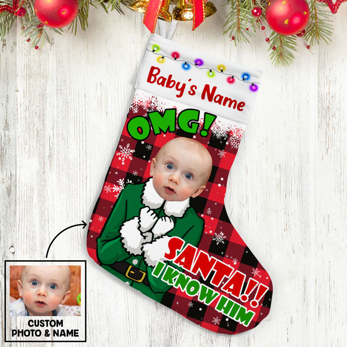 Personalized Elf Kids Photo Christmas Stocking OB283 87O53 1